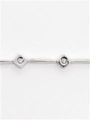 18k 7.7g White Gold Diamond Bracelet Square Bead Alternating Bar Link 7